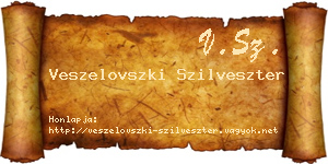 Veszelovszki Szilveszter névjegykártya